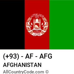 Afghanistan Country and phone Codes : +93, AF, AFG Afghanistan Country and phone Codes : +93, AF, AFG
