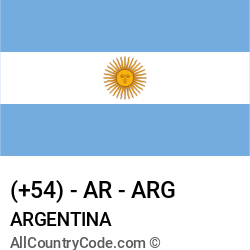 Argentina Country and phone Codes : +54, AR, ARG Argentina Country and phone Codes : +54, AR, ARG