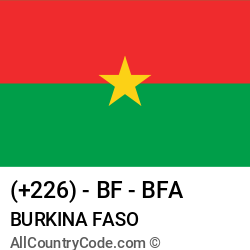 Burkina Faso Country and phone Codes : +226, BF, BFA