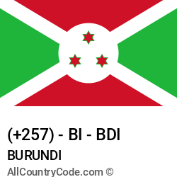 Burundi Country and phone Codes : +257, BI, BDI Burundi Country and phone Codes : +257, BI, BDI