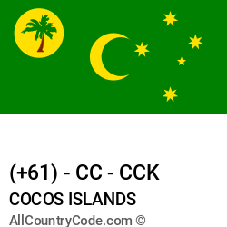 Cocos Islands Country and phone Codes : +61, CC, CCK Cocos Islands Country and phone Codes : +61, CC, CCK