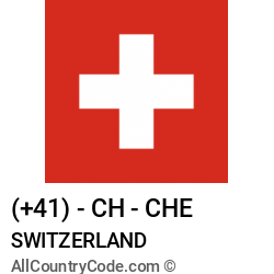 Switzerland Country and phone Codes : +41, CH, CHE Switzerland Country and phone Codes : +41, CH, CHE
