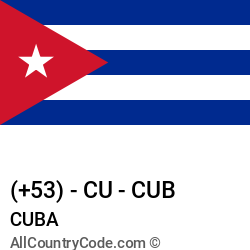 Cuba Country and phone Codes : +53, CU, CUB