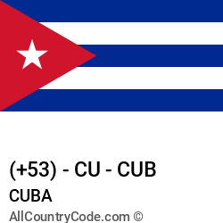 Cuba Country and phone Codes : +53, CU, CUB Cuba Country and phone Codes : +53, CU, CUB
