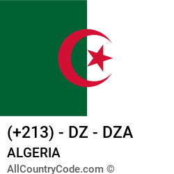 Algeria Country and phone Codes : +213, DZ, DZA
