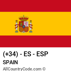 Spain Country and phone Codes : +34, ES, ESP Spain Country and phone Codes : +34, ES, ESP