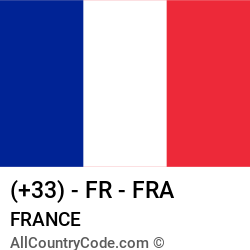 France Country and phone Codes : +33, FR, FRA France Country and phone Codes : +33, FR, FRA