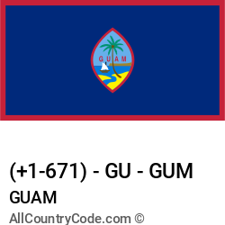 Guam Country and phone Codes : +1-671, GU, GUM