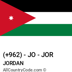 Jordan Country and phone Codes : +962, JO, JOR