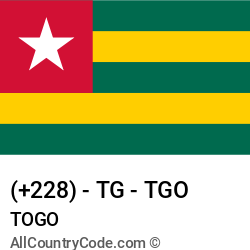 Togo Country and phone Codes : +228, TG, TGO