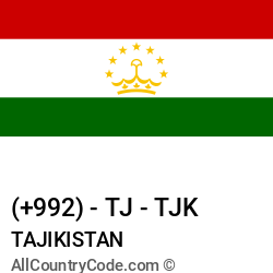 Tajikistan Country and phone Codes : +992, TJ, TJK