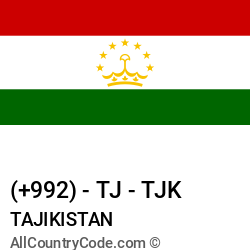 Tajikistan Country and phone Codes : +992, TJ, TJK Tajikistan Country and phone Codes : +992, TJ, TJK