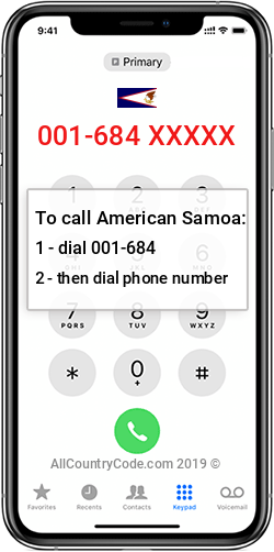 American Samoa 1-684 Country Code AS ASM