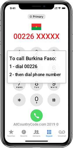 Burkina Faso 226 Country Code BF BFA