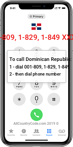 Dominican Republic 1-809, 1-829, 1-849 Country Code DO DOM Dominican Republic 1-809, 1-829, 1-849 Country Code DO DOM