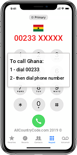 Ghana 233 Country Code GH GHA