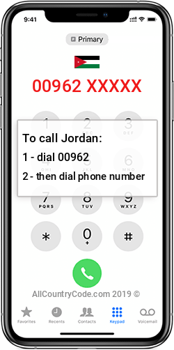 Jordan 962 Country Code JO JOR