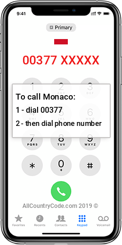 Monaco 377 Country Code MC MCO