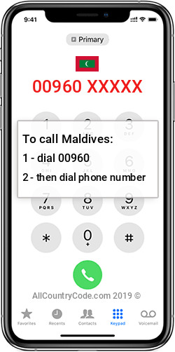 Maldives 960 Country Code MV MDV