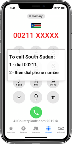 South Sudan 211 Country Code SS SSD