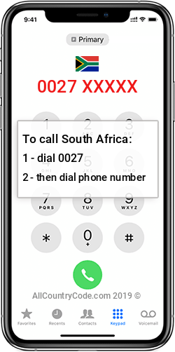 South Africa 27 Country Code ZA ZAF